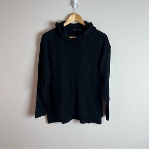 RDI Black Waffle Knit Hoodie Top Women Size Small